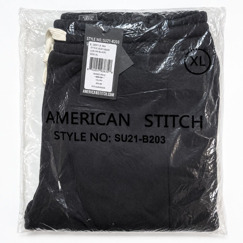 American Stitch Men's Black Drawstring Jogger Pants XL NWT SU21-B203
